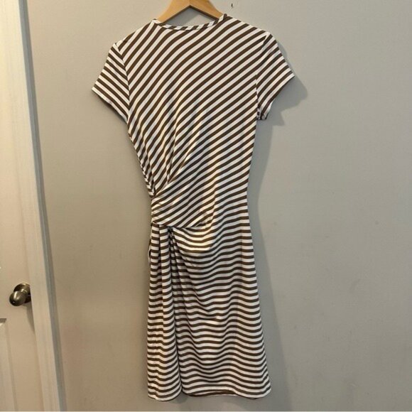 J.McLaughlin Elora Dress Brown White Stripes Catalina Cloth Sz M Coastal Prep - Picture 4 of 12